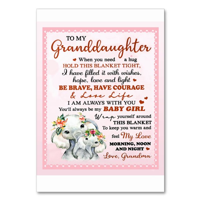 Numéro De Table À ma petite-fille Elephant Idée cadeau d'anniversa (Par défaut)