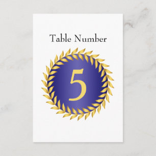 Numéro de table à monogramme Élégance Bleu Royal