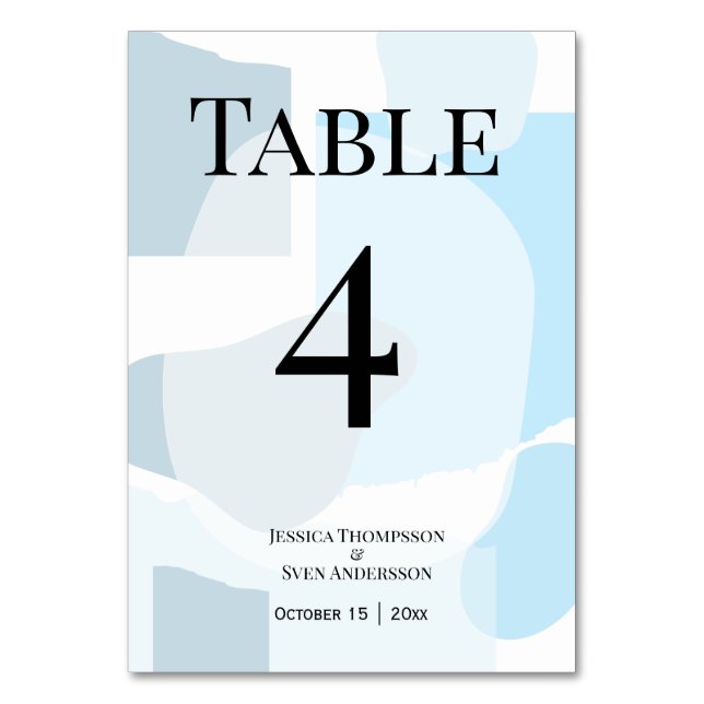 Numéro De Table Abstrait moderne bleu minimaliste Mariage artistiq (Par défaut)