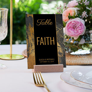 Numéro De Table Abstrait moderne peinture or script TEXTE mariage