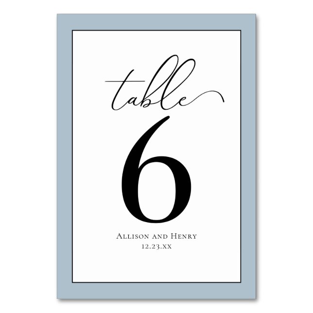 Numéro De Table Accueil Mariage classique Noir Blanc Bleu Noir (Par défaut)