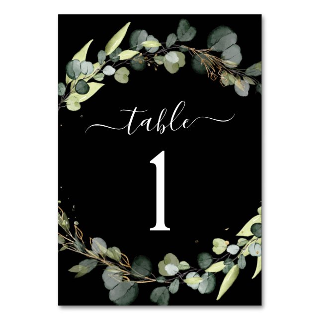 Numéro De Table Accueil Mariage Eucalyptus Verdure Succulent (Dos)