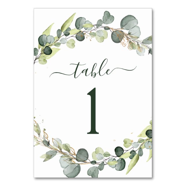 Numéro De Table Accueil Mariage Eucalyptus Verdure Succulent (Dos)