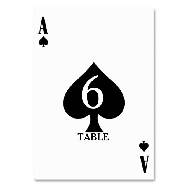 Numéro De Table Ace of Spades Vegas Casino Mariage Menu+Table (Par défaut)
