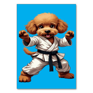 Numéro De Table Adorable Karate Puppy Martial Arts Gi Illustration
