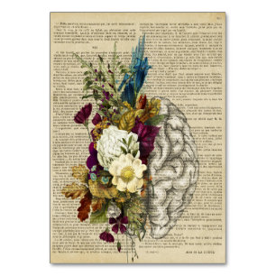 Numéro De Table affiche d'anatomie du cerveau floral médical