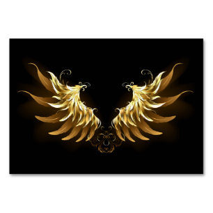 Numéro De Table Ailes d'Ange d'or sur arrière - plan noir