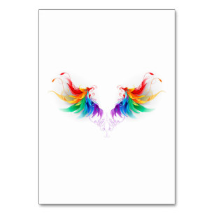 Numéro De Table Ailes fluffy arc-en-ciel
