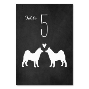 Numéro De Table Akita Chien Silhouettes Réception de mariage