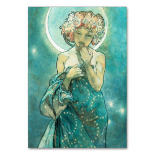Numéro De Table Alphonse Mucha Lune Clair De Lune Art Nouveau
