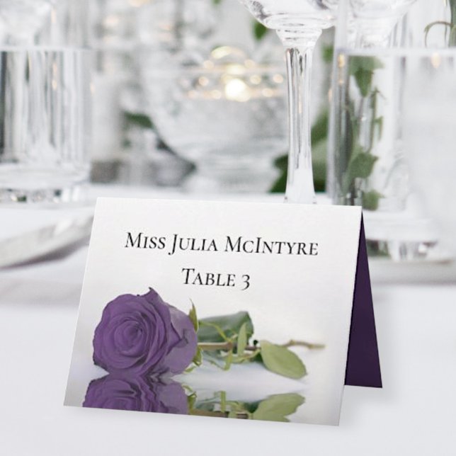 Numéro De Table Amethyst Purple Rose Wedding DIY Fold Place Card (Créateur téléchargé)