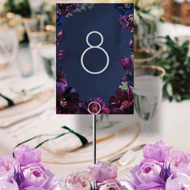 Numéro De Table Amethyst Sapphire Navy Jewel Tone Mariage Flottant (Créateur téléchargé)