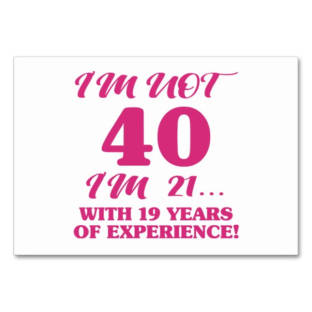 Numéro De Table Amusant 40ème anniversaire (Devant)