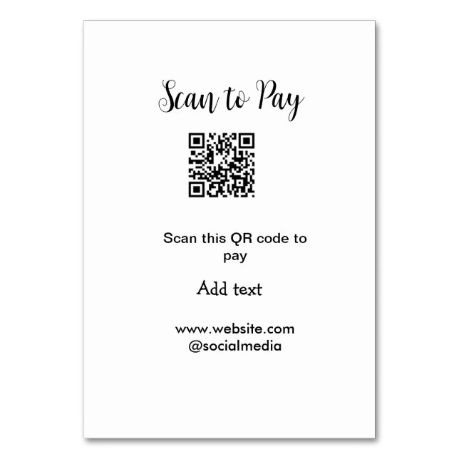 Numéro De Table Analyser pour payer scanner code QR ajouter des dé (Par défaut)