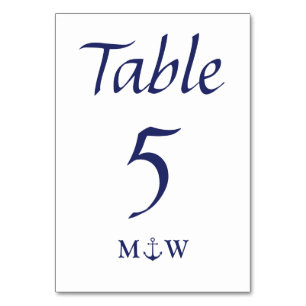 Numéro De Table Ancrage nautique marine bleu blanc initiales Maria