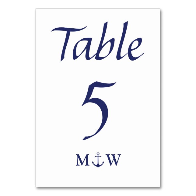 Numéro De Table Ancrage nautique marine bleu blanc initiales Maria (Par défaut)