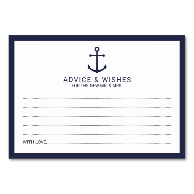 Numéro De Table Ancre Bleu marine Nautique Mariage Conseils et voe (Devant)