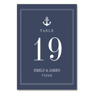 Numéro De Table Ancre Bleue De La Marine Par Le Mariage De La Mer