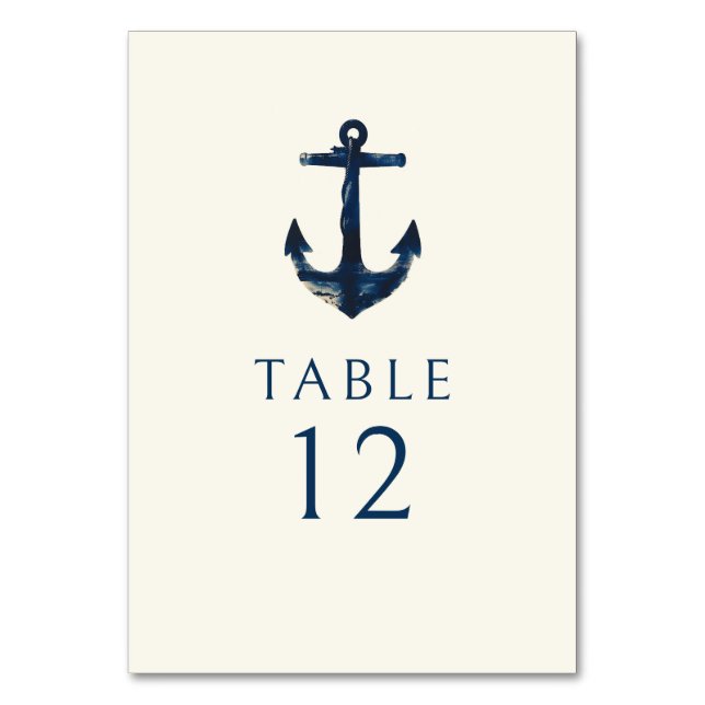 Numéro De Table Ancre marine Bleu Mariage moderne marine (Par défaut)