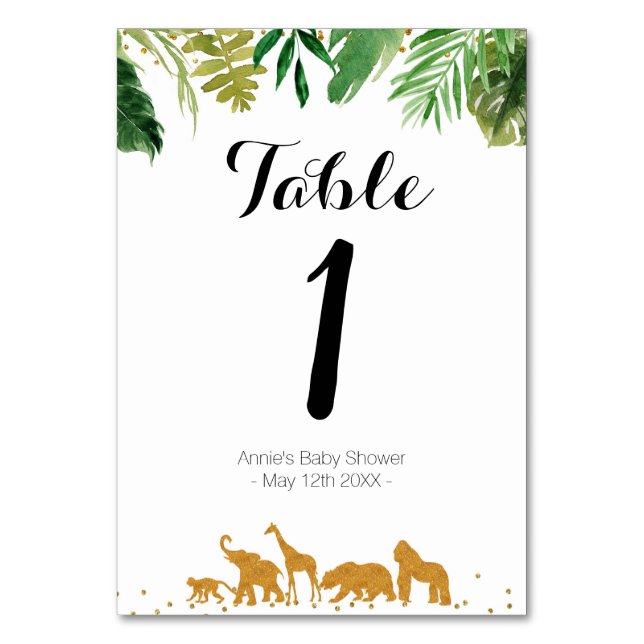 Numéro De Table Animal de safari d'or Modern Table Numéro (Par défaut)