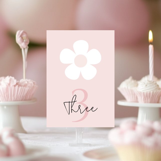 Numéro De Table Anniversaire de la marguerite rose - Élégante fête (Créateur téléchargé)