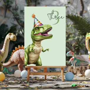 Numéro De Table Anniversaire du dinosaure à trois rapports   Dino 