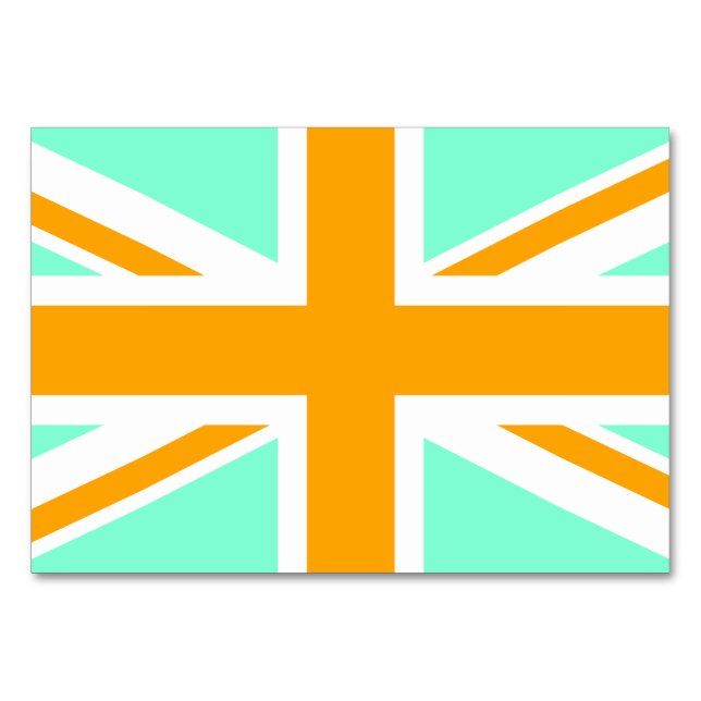 Numéro De Table Aquamarine et Orange Union Jack (Devant)
