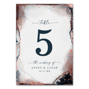 Numéro De Table Aquarelle Abstraite moderne Mariage bleu clair de 