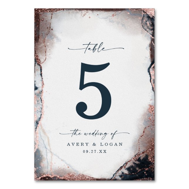 Numéro De Table Aquarelle Abstraite moderne Mariage bleu clair de  (Par défaut)