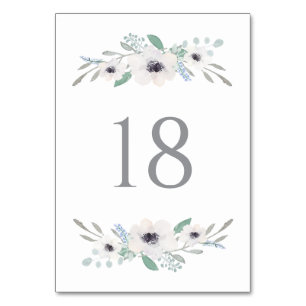 Numéro De Table Aquarelle Anémones Blanches Garland Numéros de tab