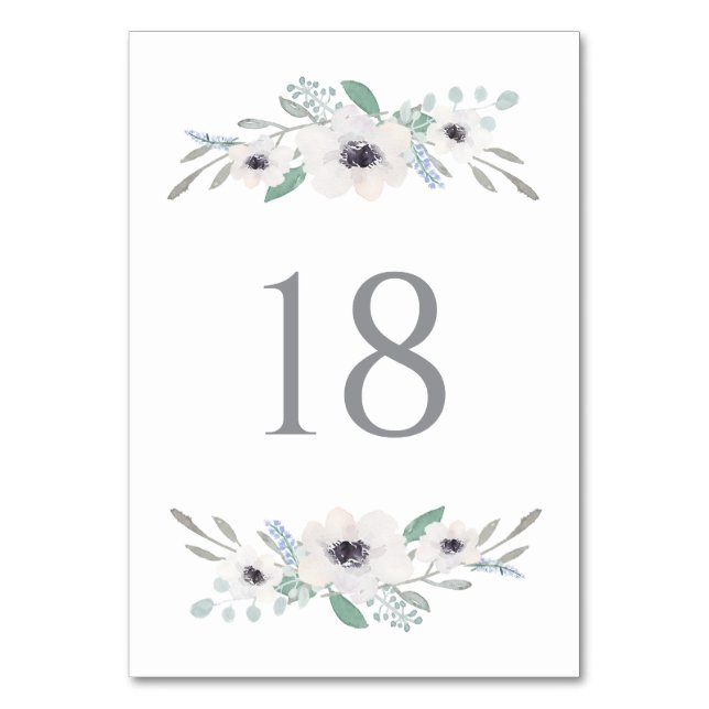 Numéro De Table Aquarelle Anémones Blanches Garland Numéros de tab (Par défaut)
