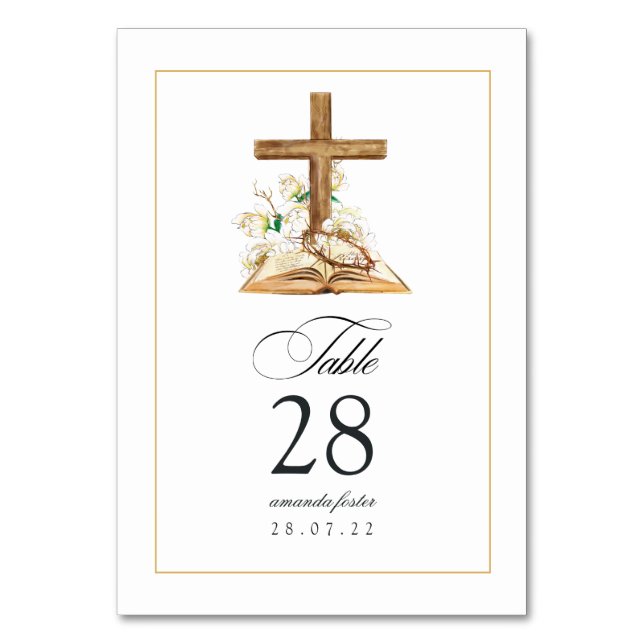 Numéro De Table Aquarelle Baptême Floral/ Christening/ Dédication (Par défaut)