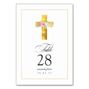 Numéro De Table Aquarelle Baptême Floral/ Christening/ Dédication