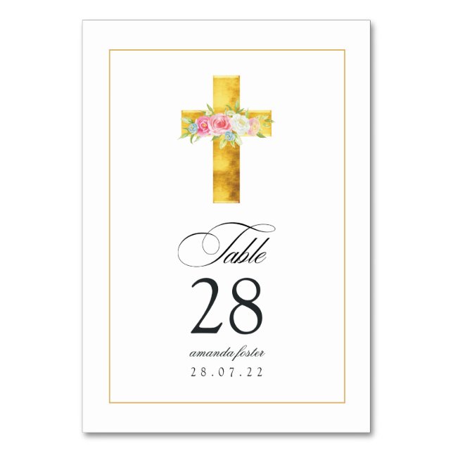 Numéro De Table Aquarelle Baptême Floral/ Christening/ Dédication (Par défaut)