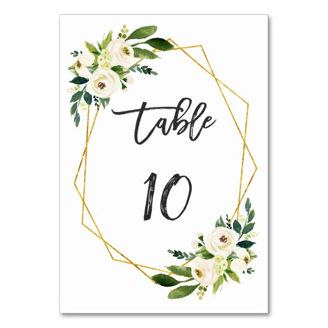 Numéro De Table Aquarelle Blanc Floral Écriture manuscrite Numéro  (Dos)