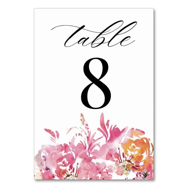 Numéro De Table Aquarelle blanche Mariage moderne Numéro de tablea (Par défaut)