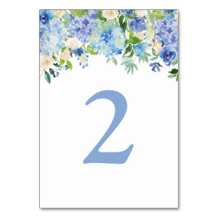 Numéro De Table Aquarelle bleu hydrangée Douche Numéros de tableau