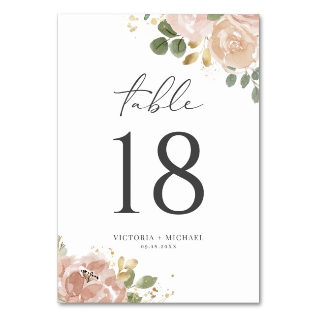 Numéro De Table Aquarelle Boho Mauve Fleurs de Pêche Mariage (Par défaut)