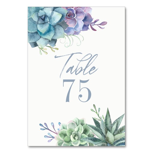 Numéro De Table Aquarelle Cactus Succulents Numéro de tableau (Par défaut)