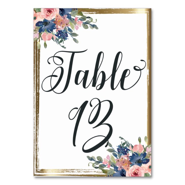 Numéro De Table Aquarelle calligraphie florale Numéro de tableau C (Par défaut)