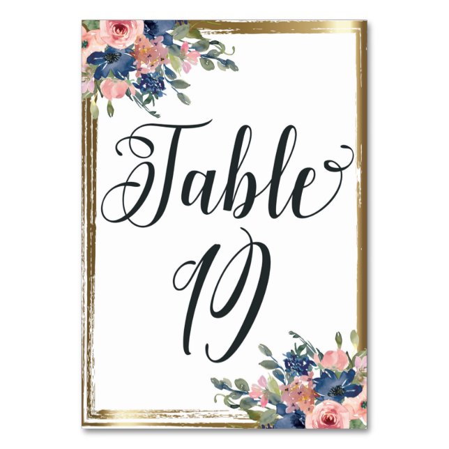 Numéro De Table Aquarelle calligraphie florale Numéro de tableau C (Par défaut)