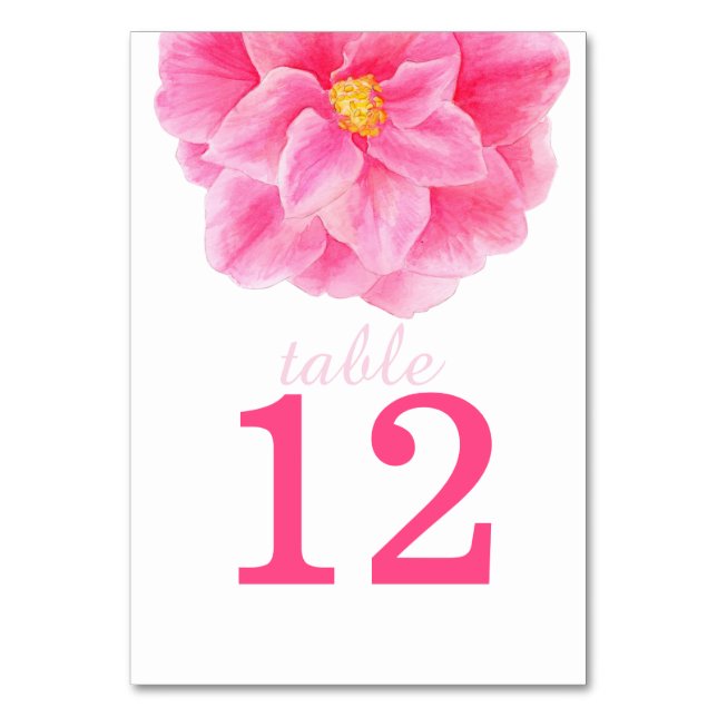 Numéro De Table Aquarelle camellia rose mariage chiffres (Par défaut)