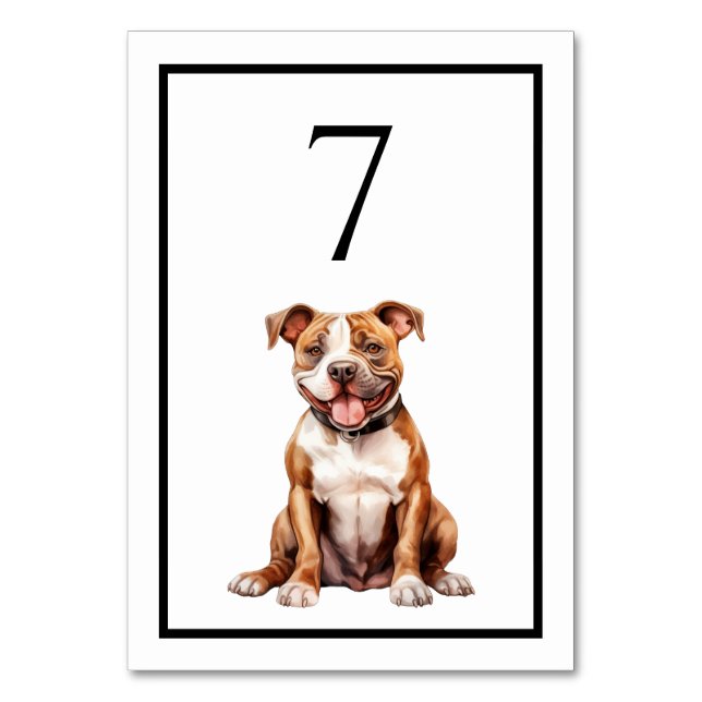 Numéro de table aquarelle chien Pit Bull (Par défaut)