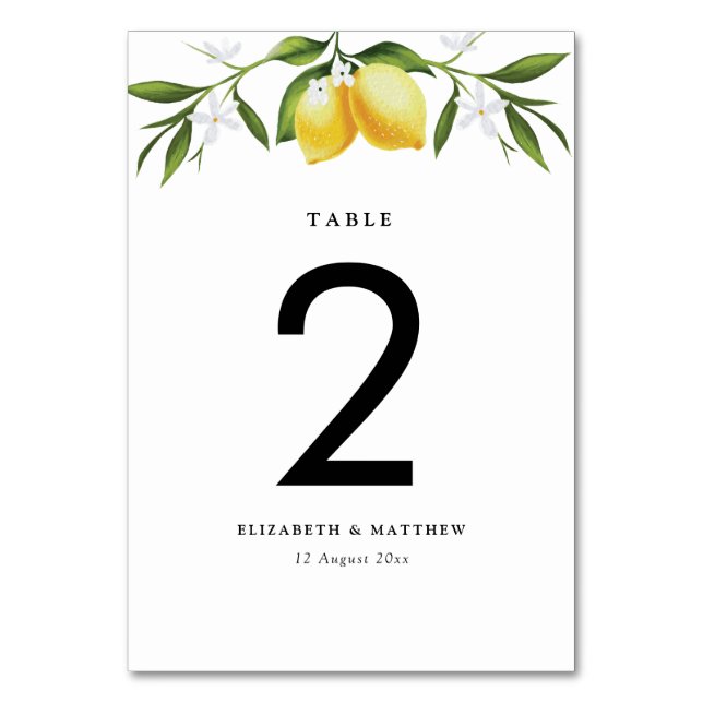 Numéro De Table aquarelle citrons & chiffres de table de verdure (Par défaut)