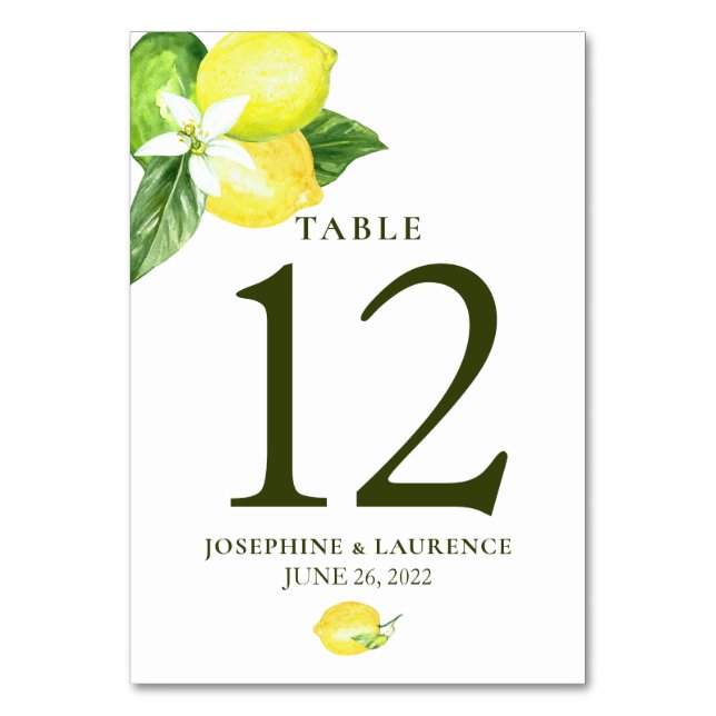 Numéro De Table Aquarelle Citrons Vert Mariage Numéro de tableau (Par défaut)