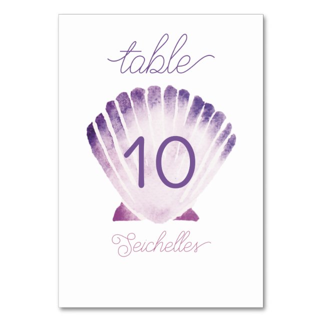 Numéro De Table Aquarelle couleur pourpre sous la mer (Par défaut)