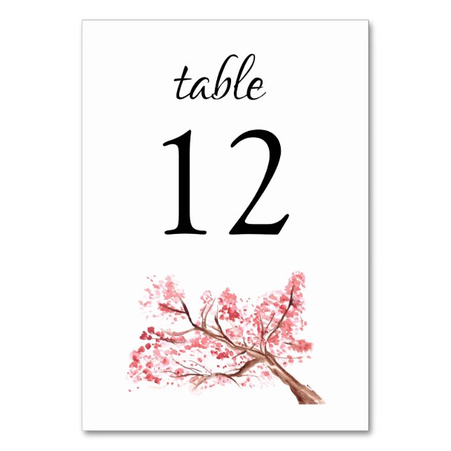 Numéro De Table Aquarelle de fleurs de cerisier Mariage rose flora (Par défaut)
