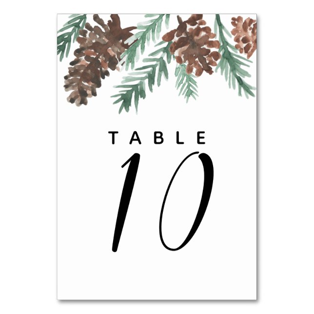 Numéro De Table Aquarelle d'hiver Pinecone Mariage moderne (Par défaut)