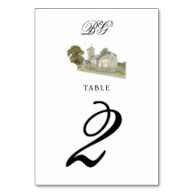 Aquarelle Eglise traditionnelle Monogramme Mariage