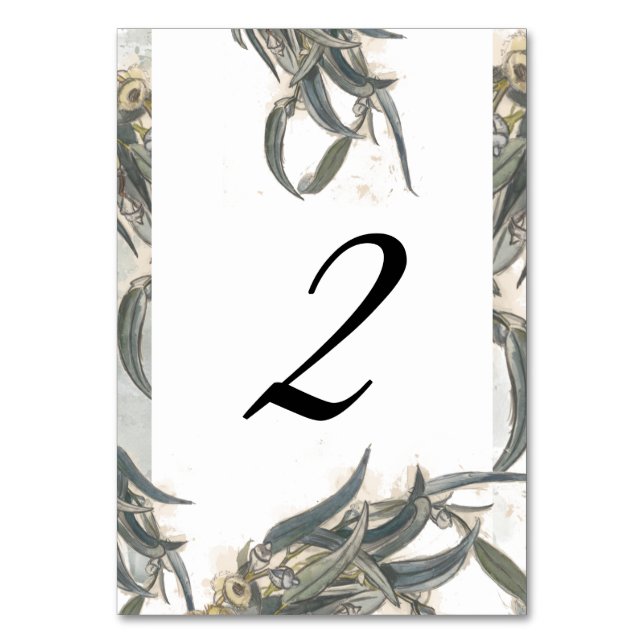 Numéro De Table Aquarelle Eucalyptus Feuille Mariage vert (Par défaut)